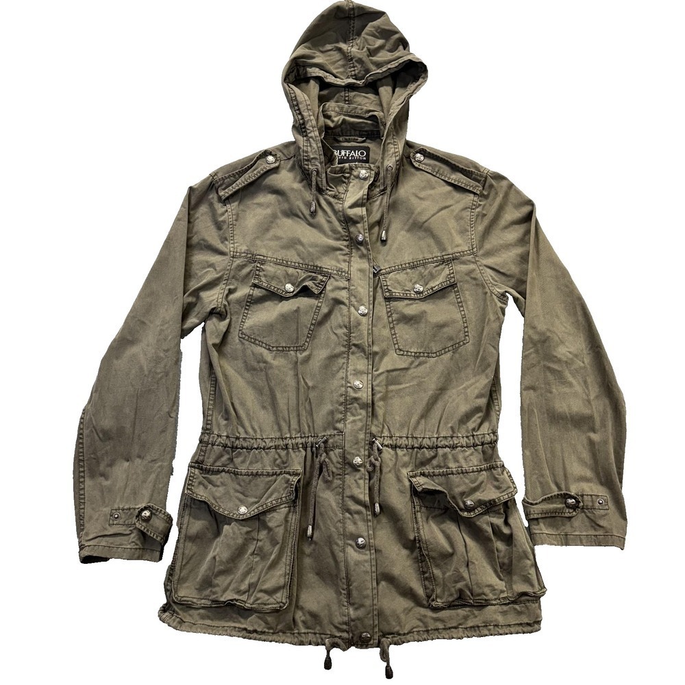 Buffalo David Bitton Jacket Mens M Hooded Military Utility Parka full zip/snap